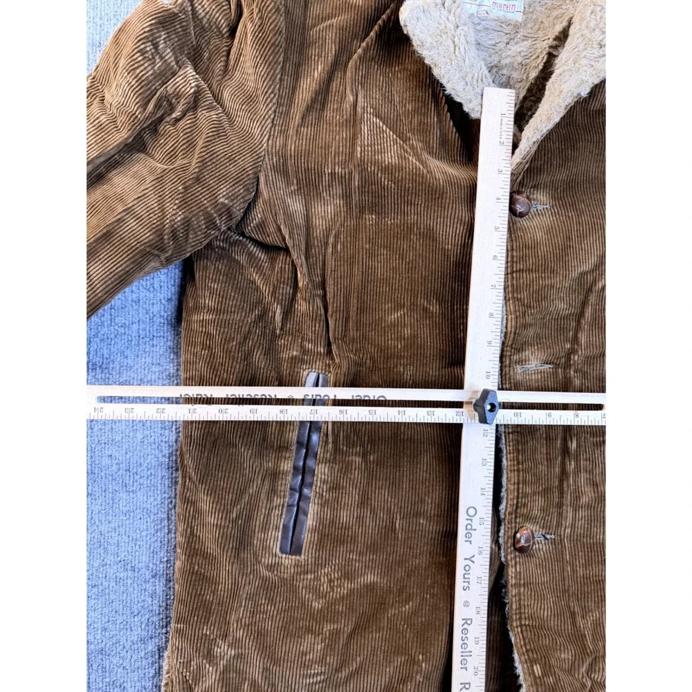 Vintage Martin of California Corduroy Jacket Mens XL Tan Faux Fur Lined Coat Y2K